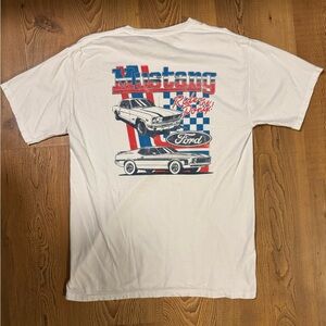White Vintage Ford Mustang Racing Tee
